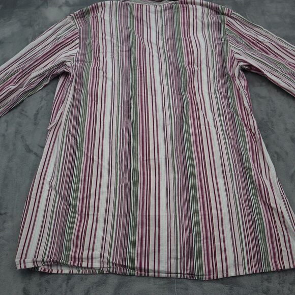 Jazzie Shirt Women 2X Pink Long Sleeve Button Up Casual Striped Plus Size - Picture 15 of 16